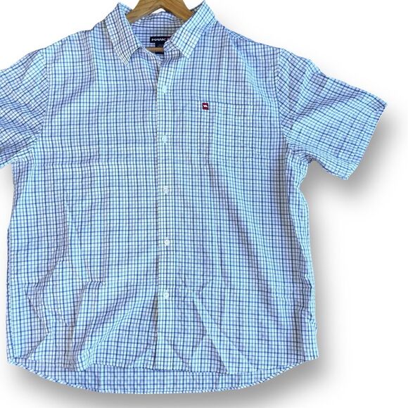 90s Tony Hawk Skater Grunge Shirt Mens XL Baby Blue White Plaid Short Sleeve - Picture 2 of 15